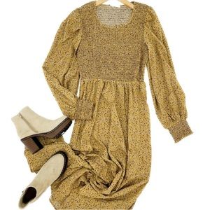 Mustard Smocked Maxi Dress